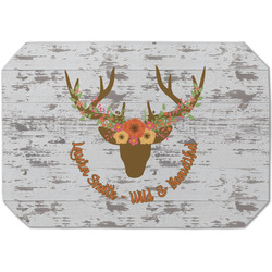 Floral Antler Dining Table Mat - Octagon (Single-Sided) w/ Name or Text