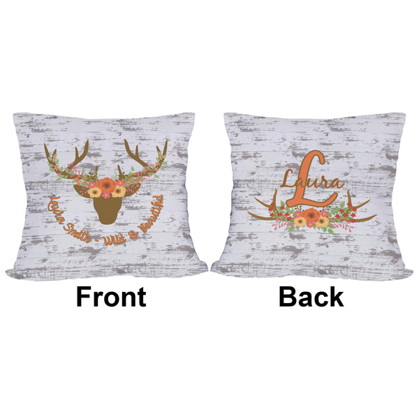 Floral Antler Outdoor Pillow - 16x16