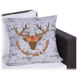 Floral Antler Outdoor Pillow - 18" (Personalized)