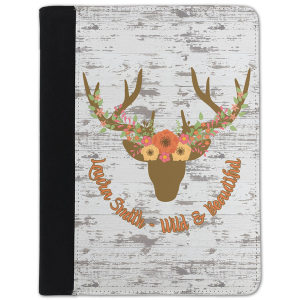 Custom Floral Antler Padfolio Clipboard - Small (Personalized)