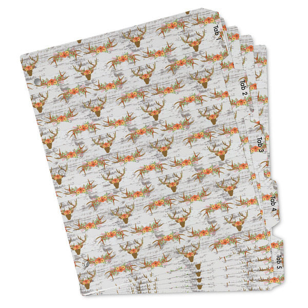 Custom Floral Antler Binder Tab Divider - Set of 5 (Personalized)