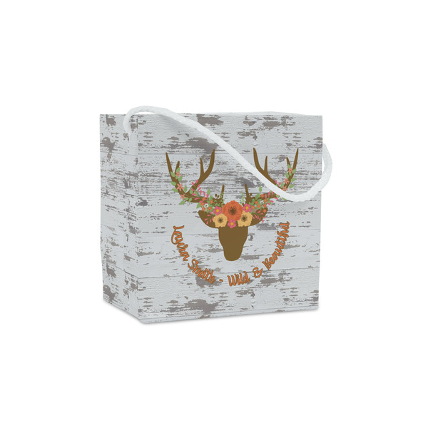 Custom Floral Antler Party Favor Gift Bags - Matte (Personalized)