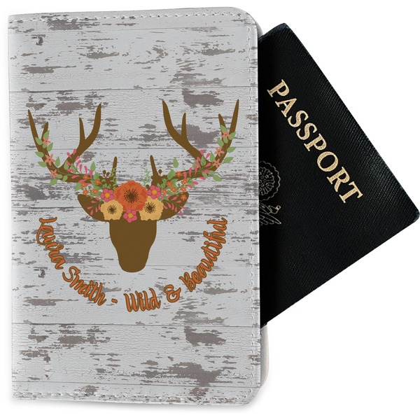 Custom Floral Antler Passport Holder - Fabric (Personalized)
