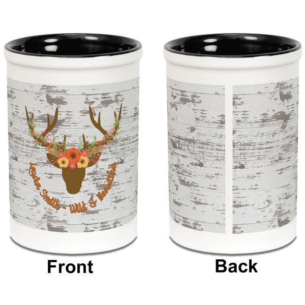 Floral Antler Pencil Holder - Black - approval