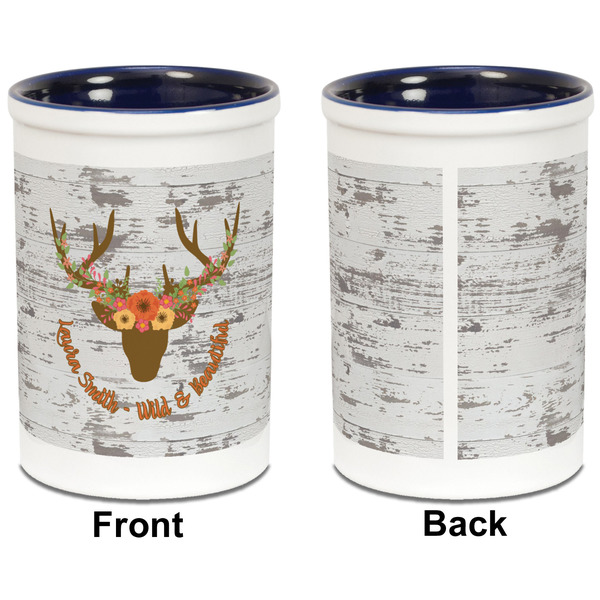 Floral Antler Pencil Holder - Blue - approval