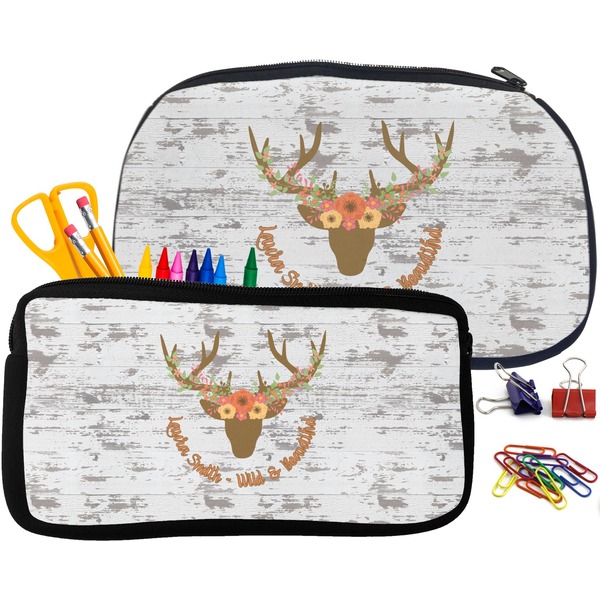 Floral Antler Pencil / School Supplies Bags Small and Medium