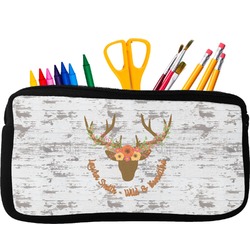 Floral Antler Neoprene Pencil Case - Small w/ Name or Text