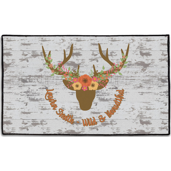 Custom Floral Antler Door Mat - 60"x36" (Personalized)