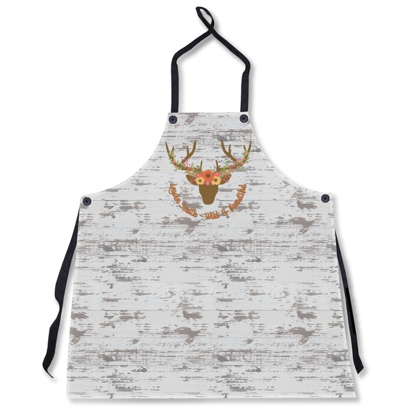 Custom Floral Antler Apron Without Pockets w/ Name or Text