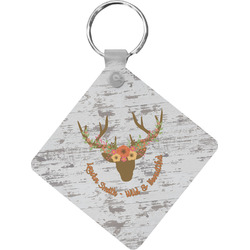 Floral Antler Diamond Plastic Keychain w/ Name or Text
