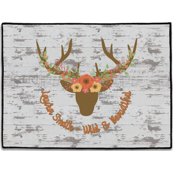Custom Floral Antler Door Mat - 24"x18" (Personalized)