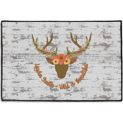 Floral Antler Door Mat - 36"x24" (Personalized)