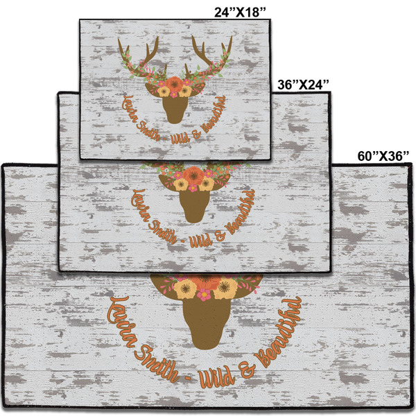 Floral Antler Personalized Door Mat - Group Parent IMF