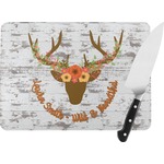 Floral Antler Rectangular Glass Cutting Board (Personalized)