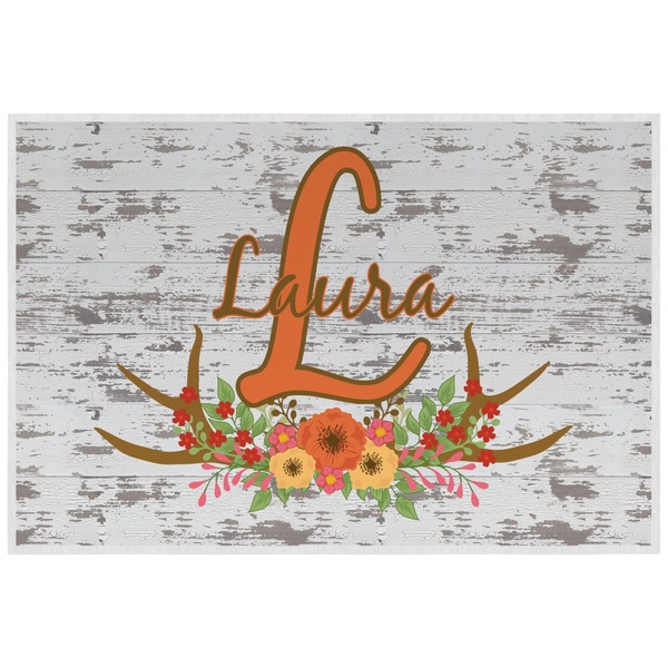 Floral Antler Personalized Placemat (Back)