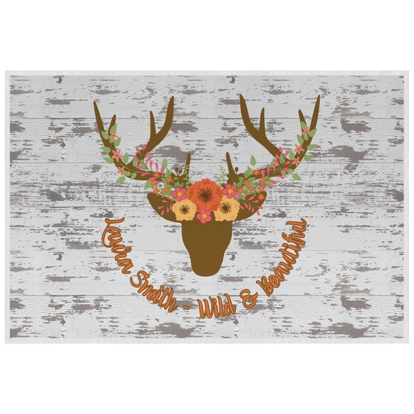 Custom Floral Antler Laminated Placemat w/ Name or Text