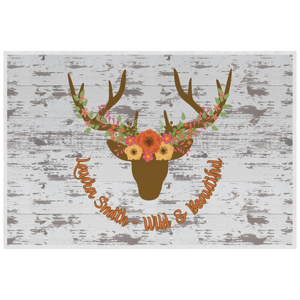 Custom Floral Antler Laminated Placemat w/ Name or Text