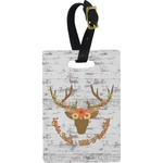 Floral Antler Plastic Luggage Tag - Rectangular w/ Name or Text