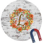 Floral Antler Round Fridge Magnet (Personalized)