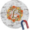 Floral Antler Personalized Round Fridge Magnet