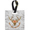 Floral Antler Plastic Luggage Tag - Square w/ Name or Text