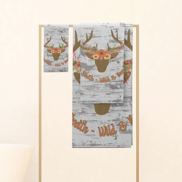 Floral Antler Personalized Towel Set