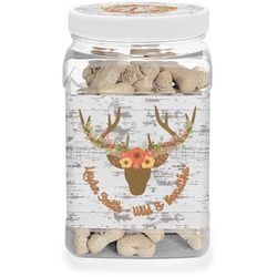 Floral Antler Dog Treat Jar (Personalized)