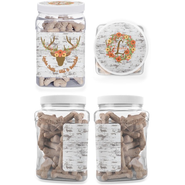Floral Antler Pet Treat Jar - Multiple Angles