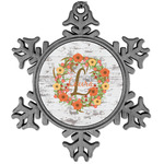 Floral Antler Vintage Snowflake Ornament (Personalized)