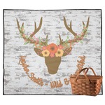 Floral Antler Outdoor Picnic Blanket (Personalized)