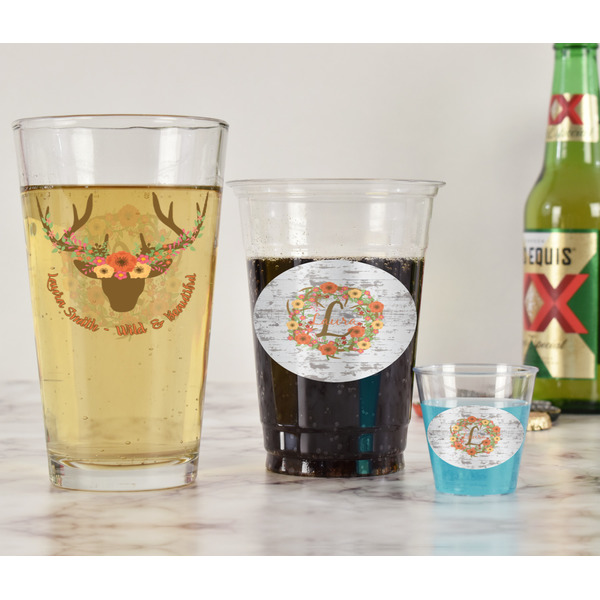 Floral Antler Pint Glass - Two Content - In Context