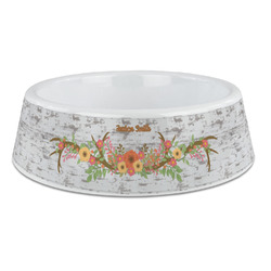 Floral Antler Plastic Dog Bowl - Large (Personalized)