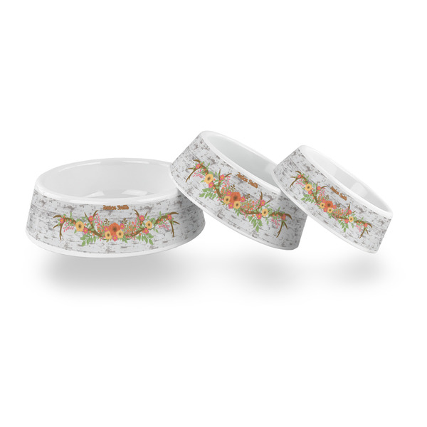Floral Antler Plastic Pet Bowls - PARENT MAIN