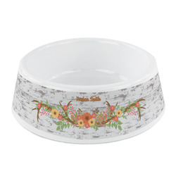 Floral Antler Plastic Dog Bowl - Small (Personalized)