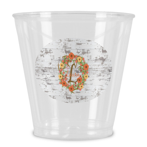 Custom Floral Antler Plastic Shot Glass (Personalized)