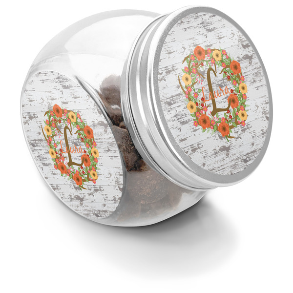 Custom Floral Antler Puppy Treat Jar (Personalized)