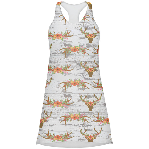 Custom Floral Antler Racerback Dress - X Large