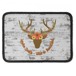 Floral Antler Iron On Rectangle Patch w/ Name or Text