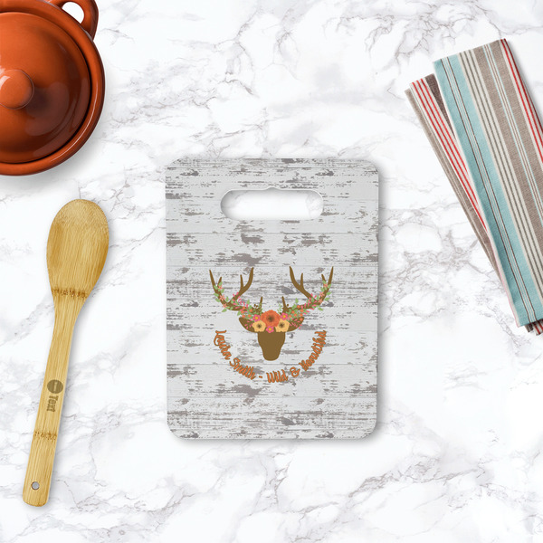 Floral Antler Rectangle Trivet with Handle - LIFESTYLE