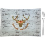 Floral Antler Glass Rectangular Appetizer / Dessert Plate (Personalized)