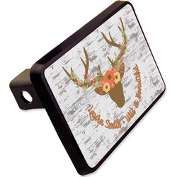 Floral Antler Rectangular Trailer Hitch Cover - 2" (Personalized)