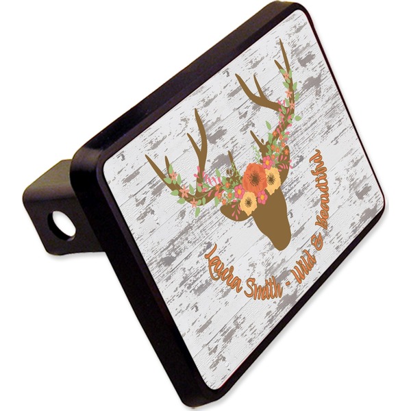 Custom Floral Antler Rectangular Trailer Hitch Cover - 2" (Personalized)