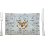 Floral Antler Rectangular Glass Lunch / Dinner Plate - Single or Set (Personalized)