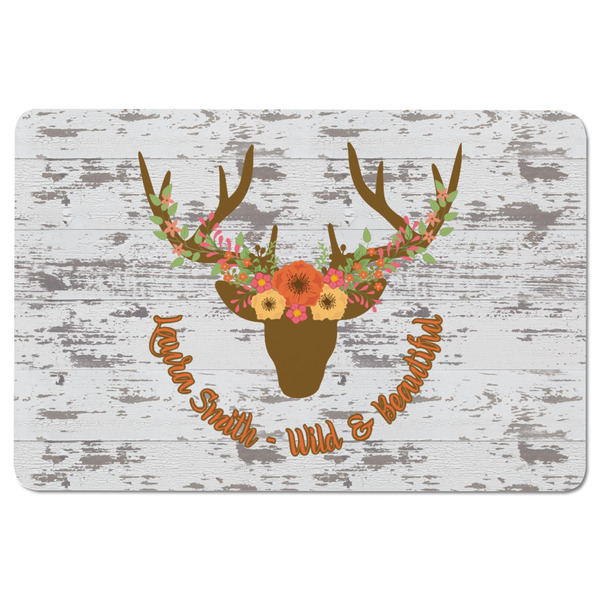 Floral Antler Rectangular Fridge Magnet - FRONT