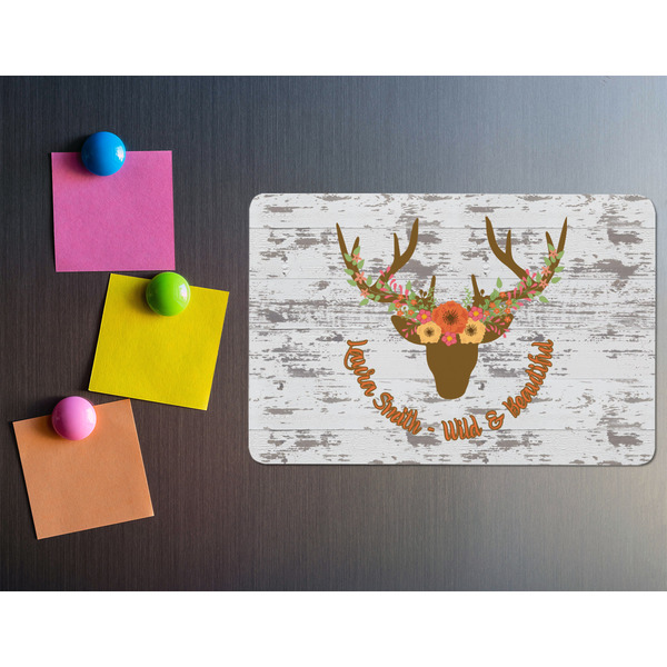 Floral Antler Rectangular Fridge Magnet - LIFESTYLE