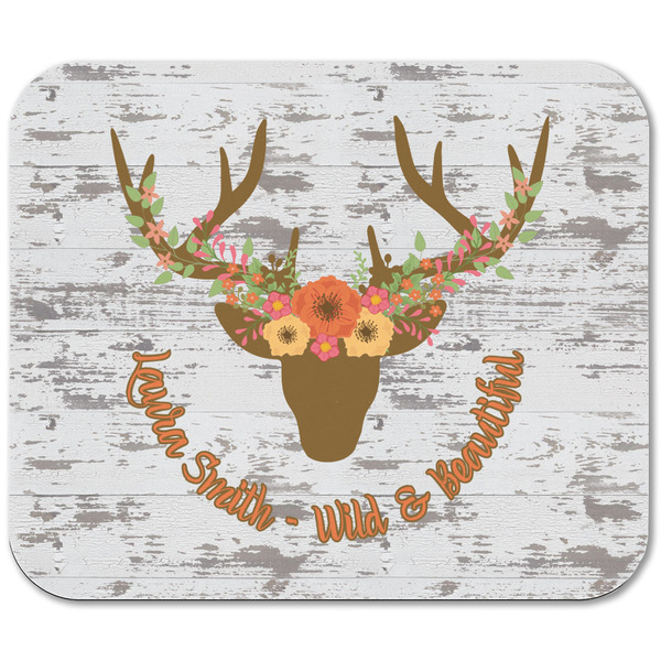 Floral Antler Rectangular Mouse Pad - APPROVAL