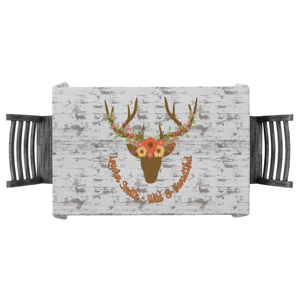 Custom Floral Antler Tablecloth - 58"x58" (Personalized)