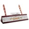 Floral Antler Red Mahogany Nameplates with Business Card Holder - Angle