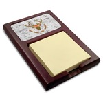 Floral Antler Red Mahogany Sticky Note Holder (Personalized)