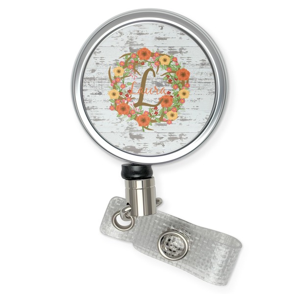 Custom Floral Antler Retractable Badge Reel (Personalized)